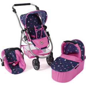 CHIC2000 Kombi-Puppenwagen Emotion 2.0 Butterfly, rosa, inkl. Babywanne, Sportwagenaufsatz und Autositz