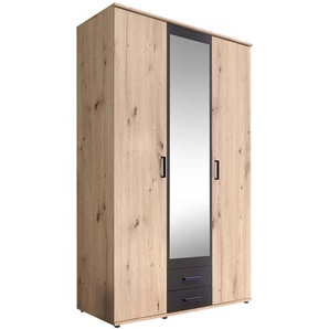 CHICAGO Kleiderschrank, Artisan /Abs. Anthrazit, 2 Schubkasten, 2 Holztüren, 1 Spiegeltür