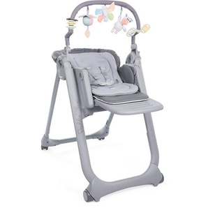 Chicco Hochstuhl Polly Magic Relax, Graphite, mit Spielbogen & Sitzverkleinerer, Made in Europe