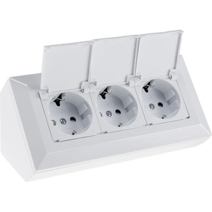 CHILITEC Steckdosenblock 23930, 3-fach, mit Schutzklappen, 250V/16A, weiß