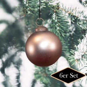 Christbaumkugeln, Braun, Baumschmuck, Weihnachten, 6er Set