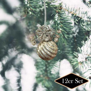 Christbaumkugeln, Silber-gold, Baumschmuck, Weihnachten, 12er Set
