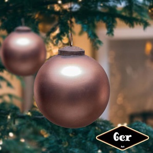 Christbaumkugelset, Rund, 6er Set | Glas, Orange-braun | H11,0xB10,5cm