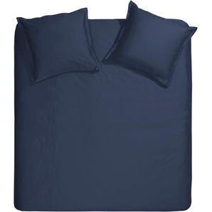 Bettwäsche CINDERELLA Sunday Gr. B/L: 200 cm x 200 cm (1 St.), B/L: 80 cm x 80 cm (2 St.), Satin, blau (navy) Satin-Bettwäsche weich und stark