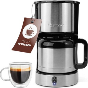 Clatronic Kaffeemaschine mit Thermoskanne für 8–10 Tassen Kaffee (ca. 1,2L) | Filterkaffeemaschine Edelstahl | doppelwandige Thermoskanne | kein Temperaturverlust | Kaffeemaschine 800W | KA 3805 264004
