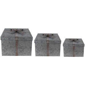 Clayre & Eef Aufbewahrungsbox 24x24x18 cm Grau Metall Quadrat Lagerbox