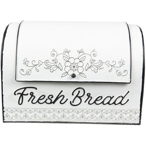 Clayre & Eef Aufbewahrungsbox 30x20x20 cm Weiß Braun Metall Blumen Lagerbox