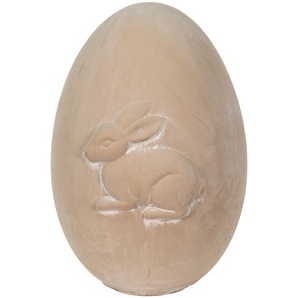 Clayre & Eef Figur Kaninchen 18x17x25 cm Beige Braun Keramik Kaninchen Wohnaccessoires