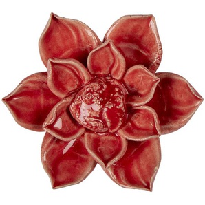 Clayre & Eef Figur Blumen Ø 8x4 cm Rot Keramik Wohnaccessoires