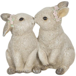 Clayre & Eef Figur Kaninchen 10x6x10 cm Beige Polyresin Kaninchen Wohnaccessoires