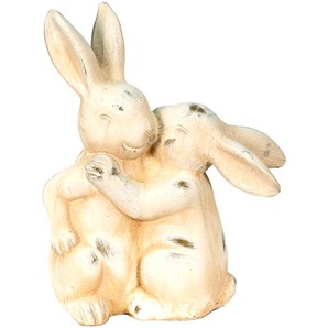 Clayre & Eef Figur Kaninchen 20x10x25 cm Beige Keramik Wohnaccessoires