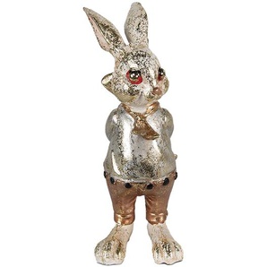 Clayre & Eef Figur Kaninchen 6x7x14 cm Beige Goldfarbig Polyresin Wohnaccessoires