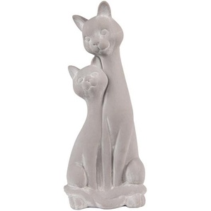 Clayre & Eef Figur Katze 32 cm Grau Beige Keramik Wohnaccessoires