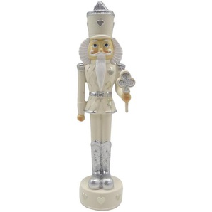 Clayre & Eef Figur Nussknacker 17 cm Beige Silberfarbig Polyresin Weihnachtsdekoration