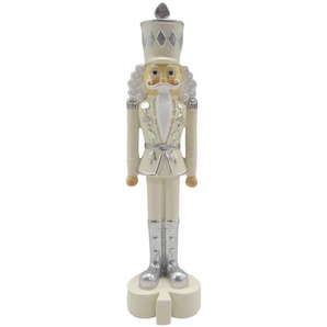 Clayre & Eef Figur Nussknacker 17 cm Beige Silberfarbig Polyresin Weihnachtsdekoration