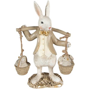 Clayre & Eef Figur Kaninchen 17 cm Beige Braun Polyresin Wohnaccessoires