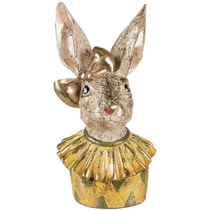 Clayre & Eef Figur Kaninchen 12x11x24 cm Beige Gelb Polyresin Wohnaccessoires