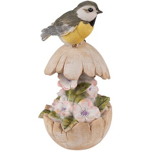Clayre & Eef Figur Vogel 14 cm Beige Grau Polyresin Wohnaccessoires