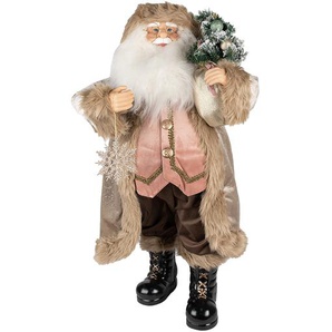Clayre & Eef Figur Weihnachtsmann 47 cm Beige Braun Kunststoff Weihnachtsfiguren