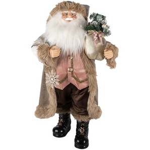 Clayre & Eef Figur Weihnachtsmann 82 cm Beige Rosa Kunststoff Weihnachtsfiguren