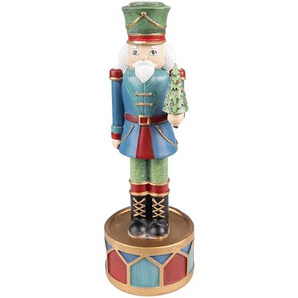 Clayre & Eef Kerzenständer Nussknacker 24 cm Blau Grün Kunststoff Kerzenständer