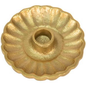 Clayre & Eef Kerzenständer Ø 11x3 cm Goldfarbig Aluminium Rund Kerzenständer