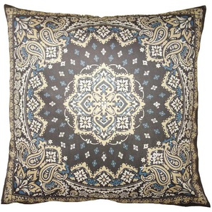 Clayre & Eef Kissenbezug 45x45 cm Braun Blau Polyester Dekokissenbezug