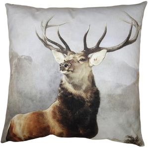 Clayre & Eef Kissenbezug 45x45 cm Braun Grau Polyester Hirsch Dekokissenbezug