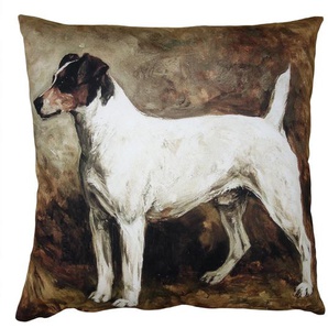 Clayre & Eef Kissenbezug 45x45 cm Braun Weiß Polyester Hund Dekokissenbezug