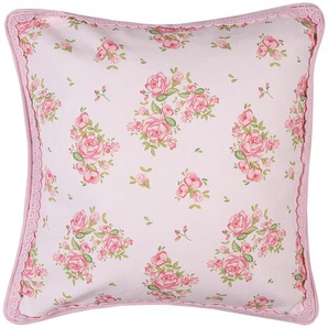 Clayre & Eef Kissenbezug für Stuhlkissen 40x40 cm Rosa Baumwolle Rosen