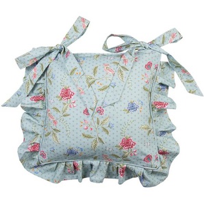 Clayre & Eef Kissenbezug für Stuhlkissen 40x40 cm Blau Grün Baumwolle Quadrat Blumen Weihnachtskissen