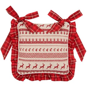 Clayre & Eef Kissenbezug für Stuhlkissen 40x40 cm Rot Baumwolle Quadrat Rentiere Weihnachtskissen