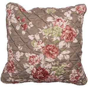 Clayre & Eef Kissenbezug 50x50 cm Braun Polyester Quadrat Blumen Dekokissenbezug