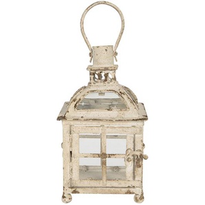 Clayre & Eef Laterne 17x17x27 cm Beige Eisen Rechteck Kerzenhalter