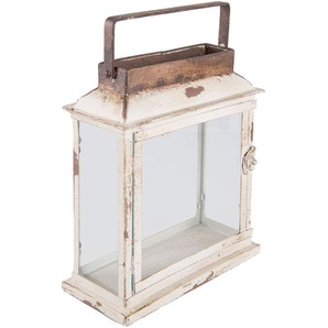 Clayre & Eef Laterne 25x12x30 cm Beige Eisen Rechteck Kerzenhalter