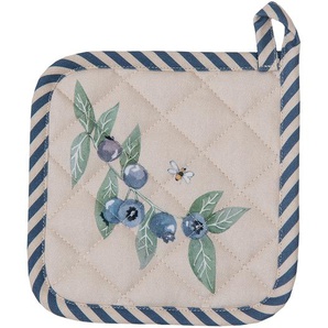Clayre & Eef Kinder Topflappen 16x16 cm Beige Blau Baumwolle Blaubeeren Abfluss-Topflappen