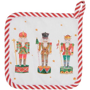 Clayre & Eef Kinder Topflappen 16x16 cm Weiß Rot Baumwolle Nussknacker Mutter Tochter