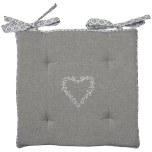 Clayre & Eef Stuhlkissen Schaumstoff 40x40x4 cm Grau Baumwolle Herzen Karos Sitzkissen