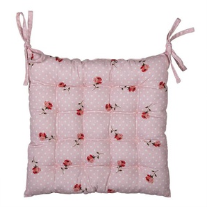 Clayre & Eef Stuhlkissen Schaumstoff 40x40x4 cm Rosa Baumwolle Quadrat Blumen Sitzkissen