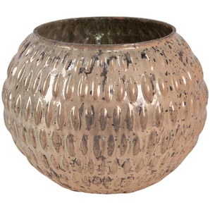 Clayre & Eef Teelichthalter Ø 8x7 cm Kupferfarbig Glas Halter für Teelicht