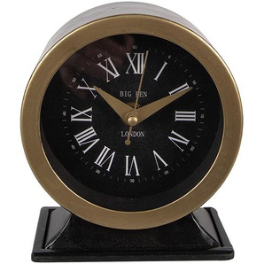 Clayre & Eef Tischuhr 14 cm Schwarz Eisen Glas Tischuhren Innen
