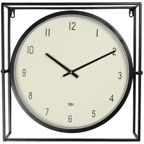 Clayre & Eef Tischuhr 46x10x46 cm  Schwarz Beige Eisen Quadrat Tischuhren Innen