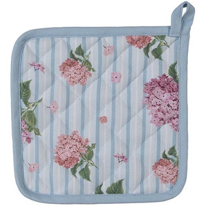 Clayre & Eef Topflappen 16x16 cm Weiß Rosa Baumwolle Hortensie