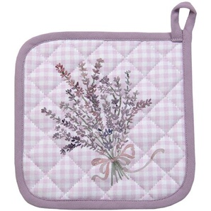 Clayre & Eef Topflappen 20x20 cm Violett Weiß Baumwolle Quadrat Lavendel Abfluss-Topflappen