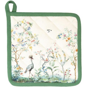 Clayre & Eef Topflappen 20x20 cm Beige Baumwolle Quadrat Tropisches Motiv Abfluss-Topflappen