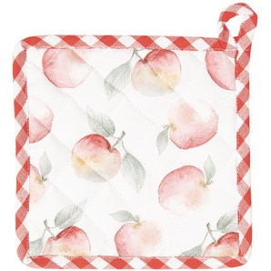 Clayre & Eef Topflappen 20x20 cm Rot Grün Baumwolle Quadrat Apfel Abfluss-Topflappen