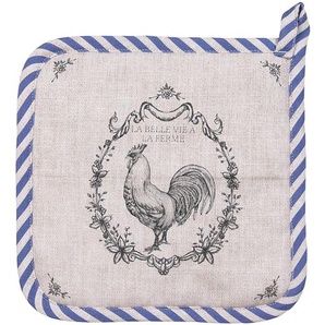 Clayre & Eef Topflappen 20x20 cm Beige Baumwolle Hahn Abfluss-Topflappen