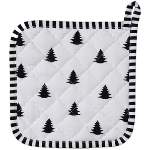 Clayre & Eef Topflappen 20x20 cm Schwarz Weiß Baumwolle Quadrat Weihnachtsbäume Abfluss-Topflappen
