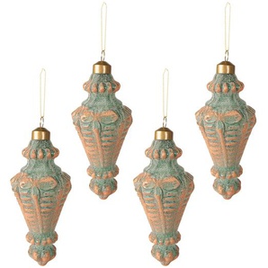 Clayre & Eef Weihnachtskugel 4er Set Ø 6 cm Kupferfarbig Glas Weihnachtsbaumschmuck