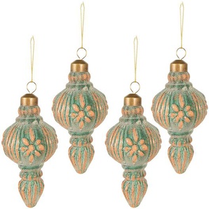 Clayre & Eef Weihnachtskugel 4er Set Ø 6 cm Kupferfarbig Glas Weihnachtsbaumschmuck